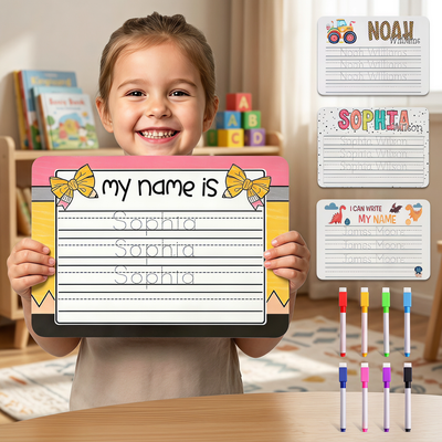 Personalized Name Practicing Board for Kids Custom Name Tracing Whiteboard with Dry-Erase Pen Back-to-School Gift for 3 4 5 Years Old Preschoolers Toddler Name Learning Handwriting Practice