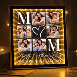 Personalized Mothers Day Mirror Light for Mom Custom Photo Light Box Infinity Mirror Table Night Light  Mom Light Up Sign LED Picture Light Frame Mothers Day Gift Ideas
