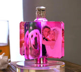 Custom Crystal Lamp Vibrant Color Film - Rotating Photo Night Light Thick Glass Base Metal Shaft Battery Powered