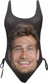 Custom Face Bathing Suit Personalized Picture Swimsuits for Women One Piece Swimwear with Husband Photos Pool Gifts