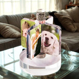 Custom Crystal Lamp Vibrant Color Film - Rotating Photo Night Light Thick Glass Base Metal Shaft Battery Powered