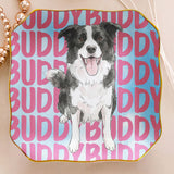 Custom Pet Portrait & Name Watercolor Style - Personalized Jewelry Dish