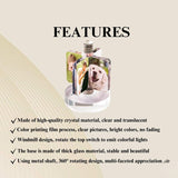 Custom Crystal Lamp Vibrant Color Film - Rotating Photo Night Light Thick Glass Base Metal Shaft Battery Powered