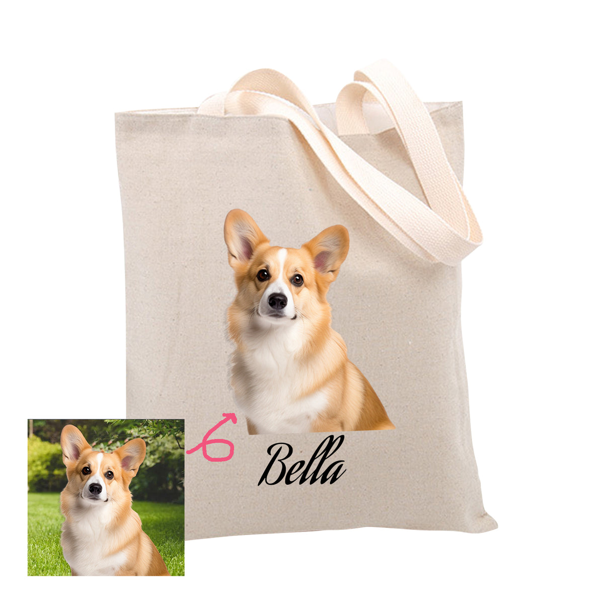 Personalized Pet Tote Bag, Customized Tote Bag, Personalized Zippered Bag for Women
