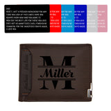 Personalized Mens Wallet Customized Monogram Wallet for Men Custom PU Leather Wallet Gifts for Dad Husband Boyfriend Son Gifts for Husband Father's Day Gifts Personalized Gifts for Men