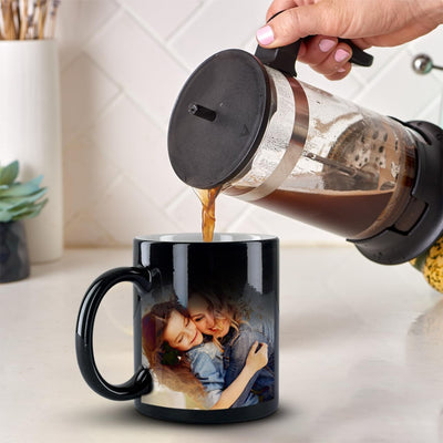Personalized Magic Coffee Mug - Heat Sensitive Color Changing Custom Photo Mug | Customizable Ceramic Cup Christmas Birthday Gift | Taza Magica Personalizada - Black