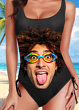 Custom Face Bathing Suit Personalized Picture Swimsuits for Women One Piece Swimwear with Husband Photos Pool Gifts