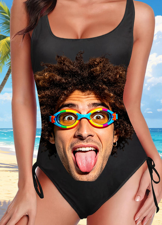 Custom Face Bathing Suit Personalized Picture Swimsuits for Women One Piece Swimwear with Husband Photos Pool Gifts