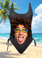 Custom Face Bathing Suit Personalized Picture Swimsuits for Women One Piece Swimwear with Husband Photos Pool Gifts