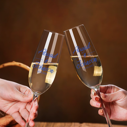 2 Pcs Custom Wedding Champagne Glasses