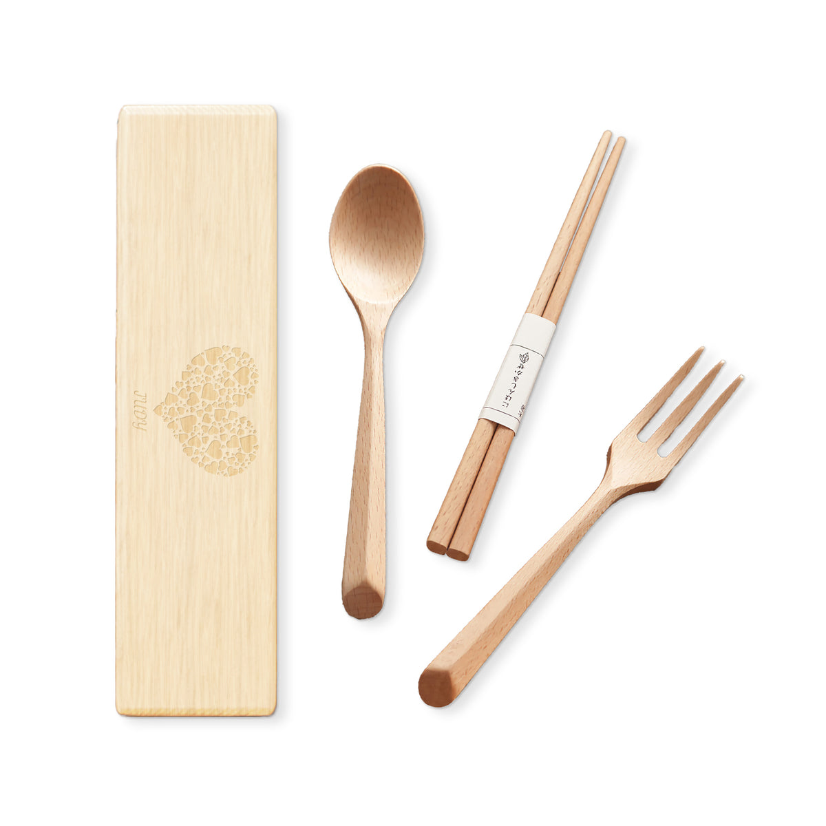 Personalized Natural Wooden Spoons and Forks Set, Wooden Cutlery Set