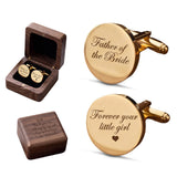 Personalized Father of the Bride Cufflinks Custom Engraved Cufflinks Forever Your Little Girl Stainless Steel Cuff Links with Wood Gift Box Jewelry Gift for Father Wedding Gifts for Daddy
