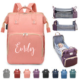 Personalized 3 in 1 Diaper Bag Backpack with Changing Station Multifunctional Large Baby Diaper Bags for Boys & Girls Portable Custom Lightweight Changing Bag Newborn Baby Essential Gifts