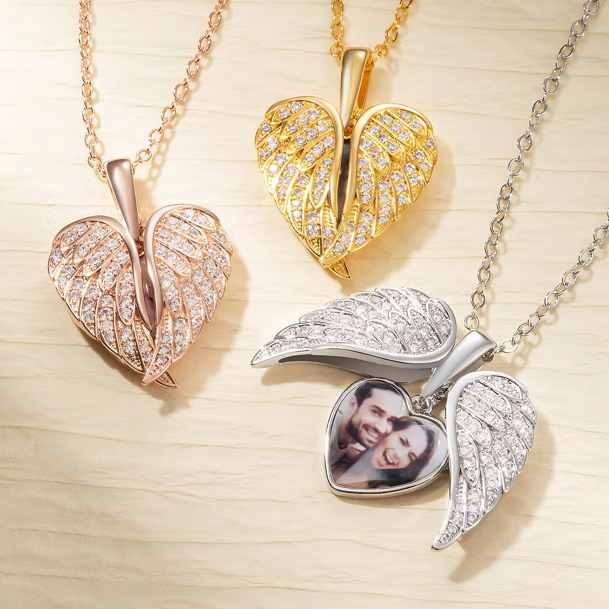 My Guardian Angel Always Close to My Heart - Personalized Sterling Silver Angel Wing Photo Locket Necklace