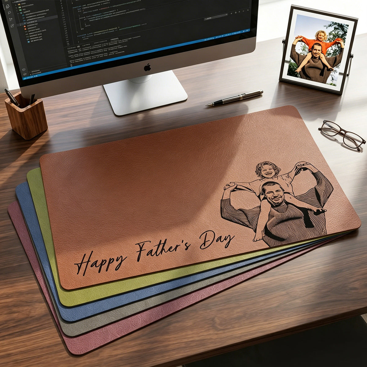 Personalized Dad Photo Desk Mat