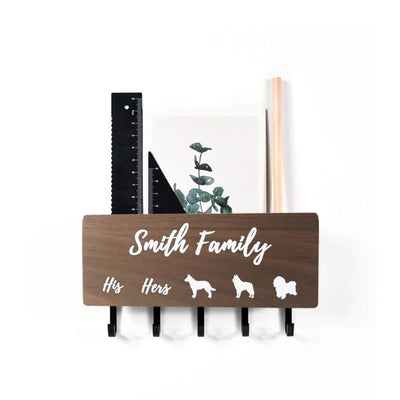 Personalized Wood Key Hooks for Wall Décor, Customized Dog Leash and Key Holder