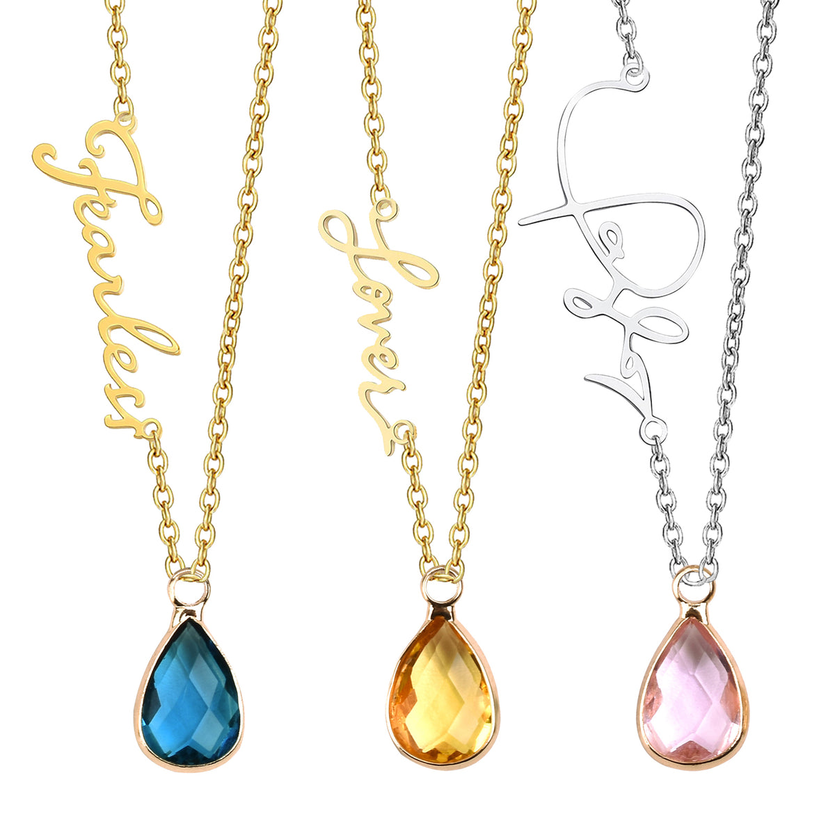 Personalized Birthstone Name Necklace, Custom Name Necklace, Initial Necklaces for Women