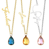 Personalized Birthstone Name Necklace, Custom Name Necklace, Initial Necklaces for Women