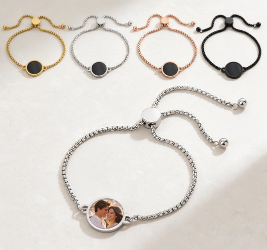 Personalized Heat Activated Hidden Photo Adjustable Bracelets for Women Men