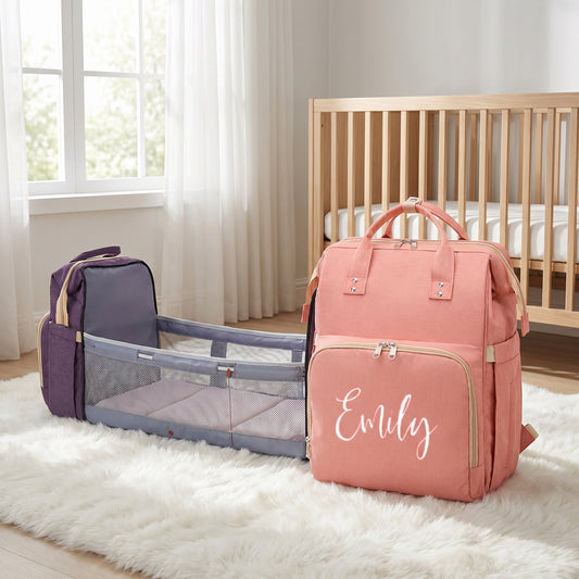Personalized 3 in 1 Diaper Bag Backpack with Changing Station Multifunctional Large Baby Diaper Bags for Boys & Girls Portable Custom Lightweight Changing Bag Newborn Baby Essential Gifts