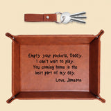 Personalized Leather Storage Tray for Dad New Dad Gift PU Leather Valet Tray Unique Dad Birthday Gifts from Daughter Son Men Gifts for Father