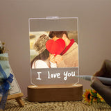 Personalized Photo Lamp 3D LED Light with Pen Writing Your Words Custom Light Up Sign Acrylic Plaque Wooden Base Night Light Table Lamp for Mom Dad Boys Girls Birthday Anniversary Wedding Gift