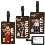 Personalized Travel Luggage Tag Custom Cartoon Character and Name Unisex Travel Accessories Essentials with Blank Insert Card Birthday Gifts for Men Women Family Friends Travel Lovers