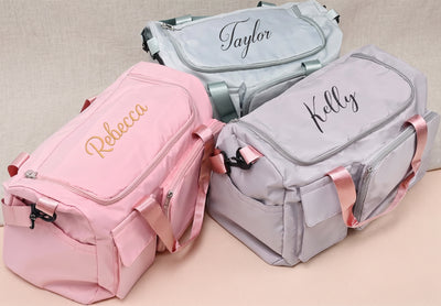 Custom Large Capacity Travel Bag Personalized Duffle Bag with Print Name Foldable Dry/Wet Travel Bag with Shoe Compartment for Women/Men for Sports Dance Gym Travel Weekender Overnight Bridesmaid
