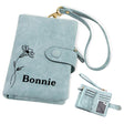 Personalized Leather Wallet, Custom Birth Flower Wallet