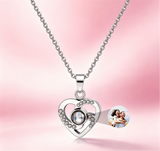 Personalized Picture Projection Necklace for Women - Custom Photo Love Heart Pendant - Customized Portrait Jewelry - Birthday Anniversary Memorial Gifts for Her