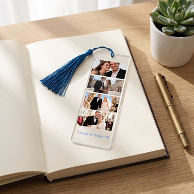 Personalized Bookmark with Photo and Text Custom Photo Acrylic Bookmark with Tassel Book Marks for Reading Gift for Women Men Readers Kids Book Lover Teacher Classmate Christmas Father's Day