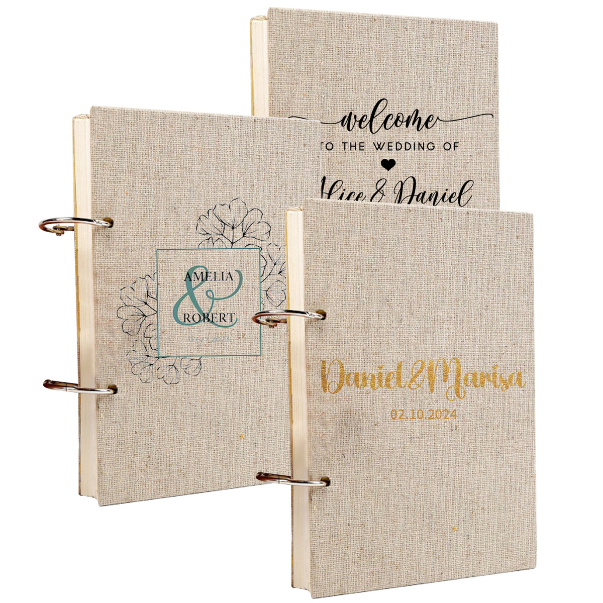 Personalised Linen Wedding Guest Book