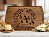 Personalized Wedding Gift Cutting Board for Couples Custom Engraved Walnut Cherry or Bamboo Wood Charcuterie Board Anniversary & Housewarming Real Estate Closing Engagement & Bridal Shower Gift