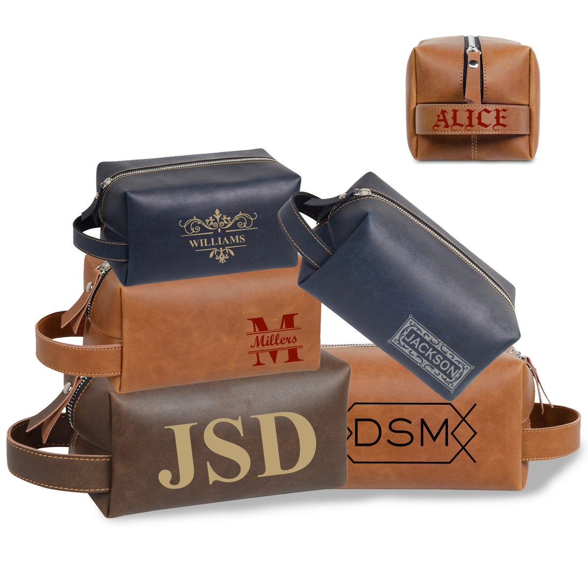Personalized UV Printed Toiletry Bag Customizable PU Leather Bag Dopp Kit Waterproof Wash Bag Suitable
