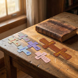 Personalized Magnetic Christian Bookmarks Custom PU Leather Bookmark with Name & Bible Verses Catholic Cross Book Marks Religious Gifts for Women Students Teachers Father Book Lovers