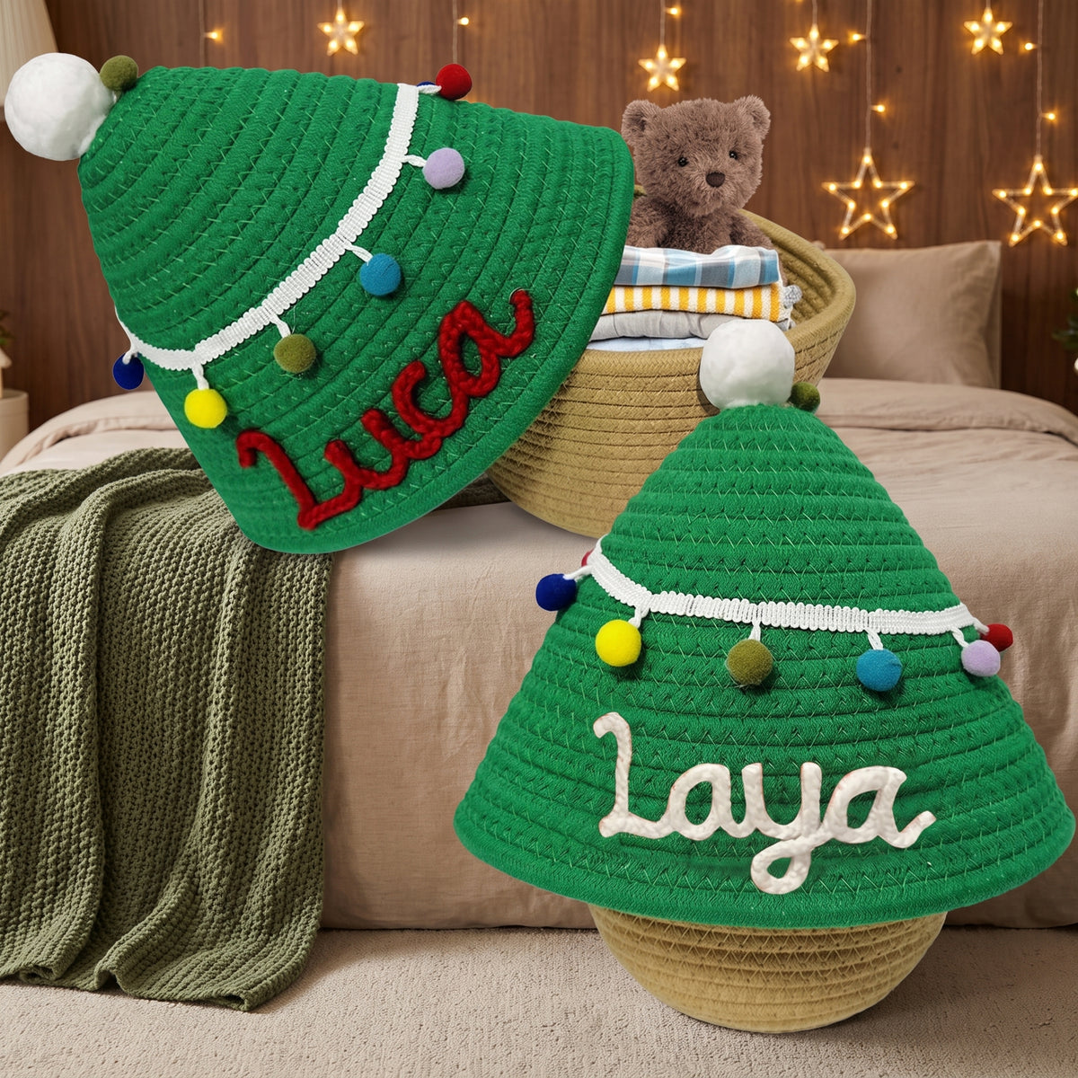 Personalized Christmas Woven Basket