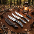 Personalized Straight Knife with PU Leather Sheath