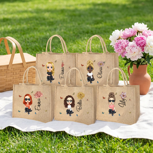 The Signature Character Jute Tote | Custom Name & Cartoon Portrait