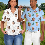 Personalized Golf Polo Shirt Custom Face on Shirt Funny Print Quick Dry Polo Shirt Unisex Golf Outfits Gifts for Golf Enthusiasts Golfer Dad Grandpa Husband Boyfriend Family Friends