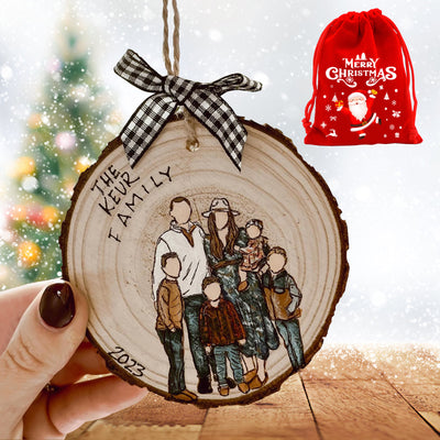 Personalized Family Portrait Xmas Ornament Gift