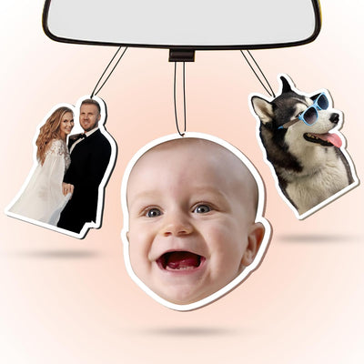 Custom Air Fresheners with Picture - Photo Air Freshener for CarDouble-Sided Customized Photo TextPersonalized Air Freshener for Car Wardrobe & Bathroom Hanging Ornaments (Rectangle)