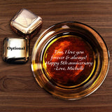 Personalized Whiskey Glass for Men, Bourbon Glass with Stainless Steel Ice Cubes