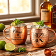 Personalized Moscow Mule Copper Mug 100% Pure Copper Mug Custom Engraved Initials and Name  Large 16 oz Rustic Bar Drinkware Hammered Cocktail Cup Wedding Anniversary Birthday Xmas Gifts