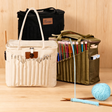 Personalized Knitting Bag with Name Leather Patch Canvas Yarn Bag Yarn Holder for Crochet Lovers Pottery Tool Bag Art Supply Storage Student Artist Gift Mother's Day Gift Birthday Gifts