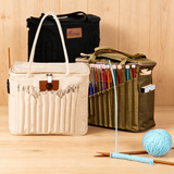 Personalized Knitting Bag with Name Leather Patch Canvas Yarn Bag Yarn Holder for Crochet Lovers Pottery Tool Bag Art Supply Storage Student Artist Gift Mother's Day Gift Birthday Gifts