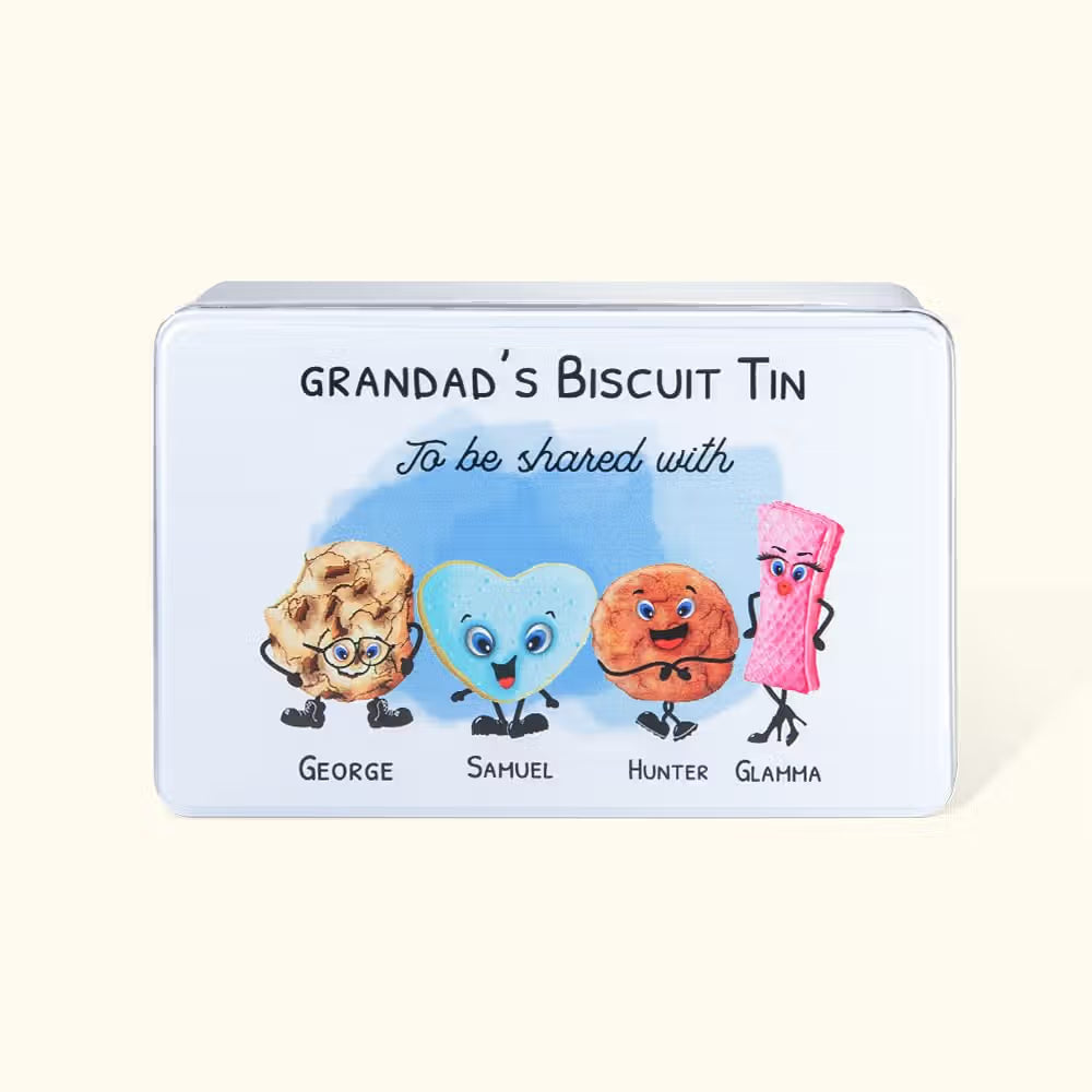 Personalized Food Grade Metal Biscuit Tin with Name and Text Birthday Gift Christmas Gift for Family