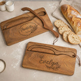 Personalized Bread Knife and Board Set Custom Name Wooden Bread Slicer with Magnetic Storage Rustic Farmhouse Kitchen Decor Sourdough Baking Essential Gifts Mom Wife Family Baking Lovers