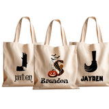 Personalized Halloween Tote Bag with Name, Custom Printed Name Halloween Basket