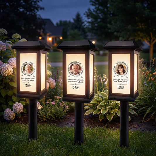 Personalized Solar Lights for Cemetery Garden Memorial Light with Photo & Name Decor for Outdoor Garden Balcony Yard Memorial Sympathy Gifts for Loss of Loved One Family Friend