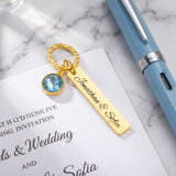 Personalized Blue Crystal Bridal Bouquet Charm with Engraved Text  Something Blue Wedding Gift for Bride